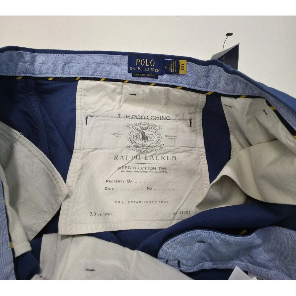 New Polo‎ Ralph Lauren Shorts Mens 42 Blue Stretch Cotton Twill Flat Front